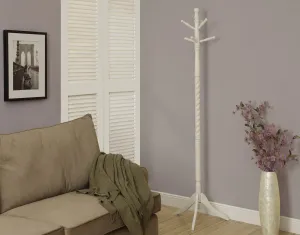 72"H ANTIQUE WHITE WOOD TRADITIONAL STYLE COAT RACK