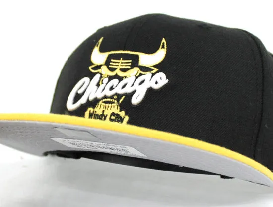 Chicago Bulls New Era 9Fifty Snapback Hats (Jet Black Argent Gold Air Jordan I New Love Gray Under Brim)
